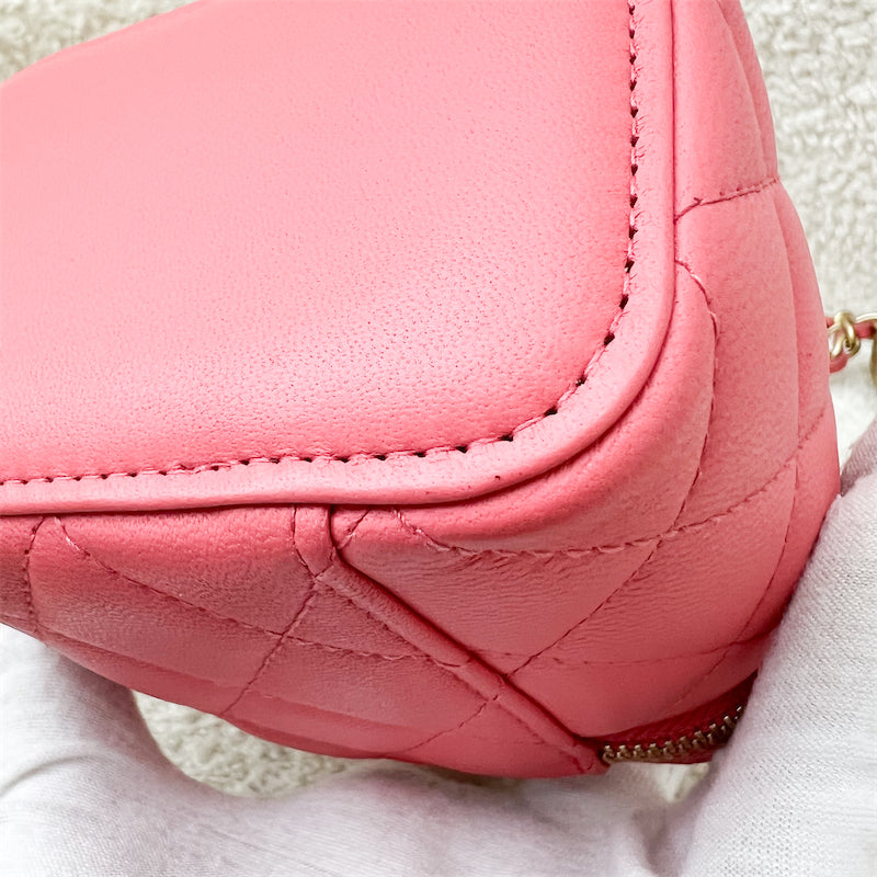 GLM-Pearl Crush Mini Cube Vanity in Coral Pink Lambskin and AGHW (Model: AP1447)