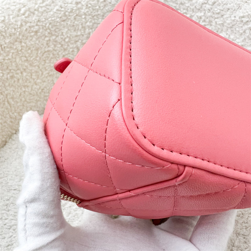 GLM-Pearl Crush Mini Cube Vanity in Coral Pink Lambskin and AGHW (Model: AP1447)