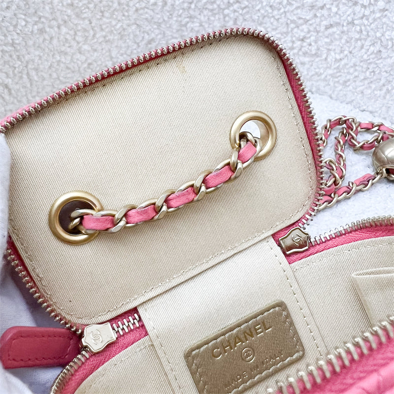 GLM-Pearl Crush Mini Cube Vanity in Coral Pink Lambskin and AGHW (Model: AP1447)