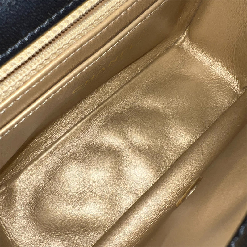GLM-Pearl Crush Square Mini Flap in Black Lambskin and AGHW (Model: AS1786)