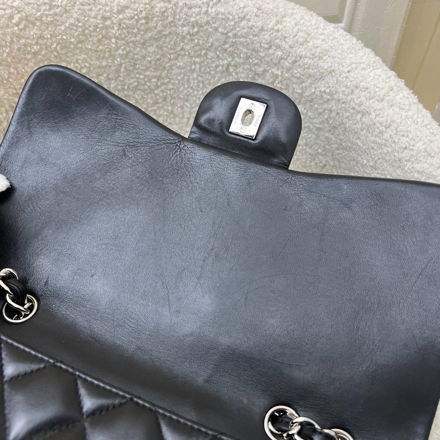 GLM-Jumbo Classic Single Flap SF in Black Lambskin and SHW