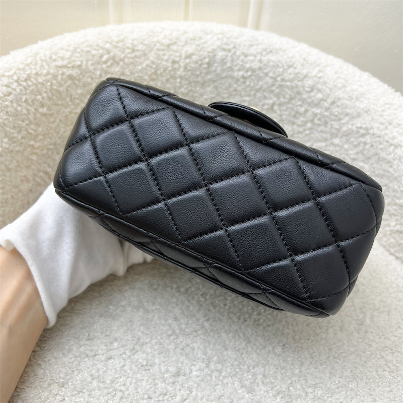 GLM-Pearl Crush Square Mini Flap in Black Lambskin and AGHW (Model: AS1786)