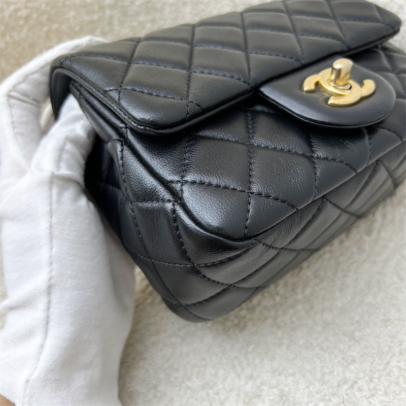 GLM-Pearl Crush Square Mini Flap in Black Lambskin and AGHW (Model: AS1786)