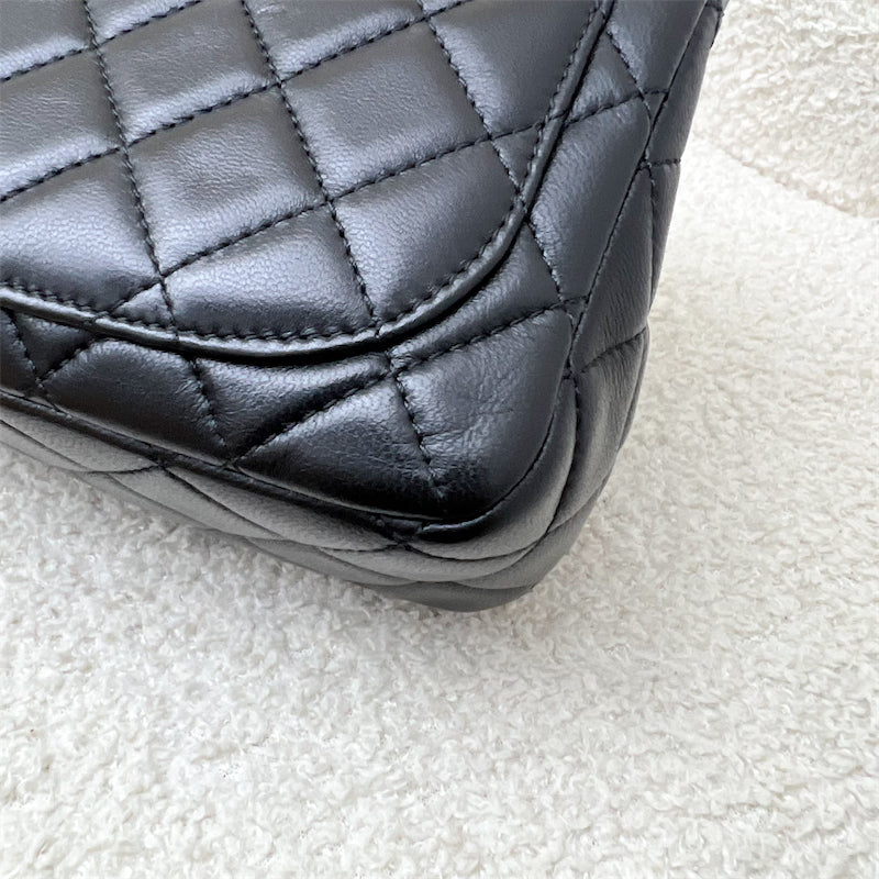 GLM-Pearl Crush Square Mini Flap in Black Lambskin and AGHW (Model: AS1786)
