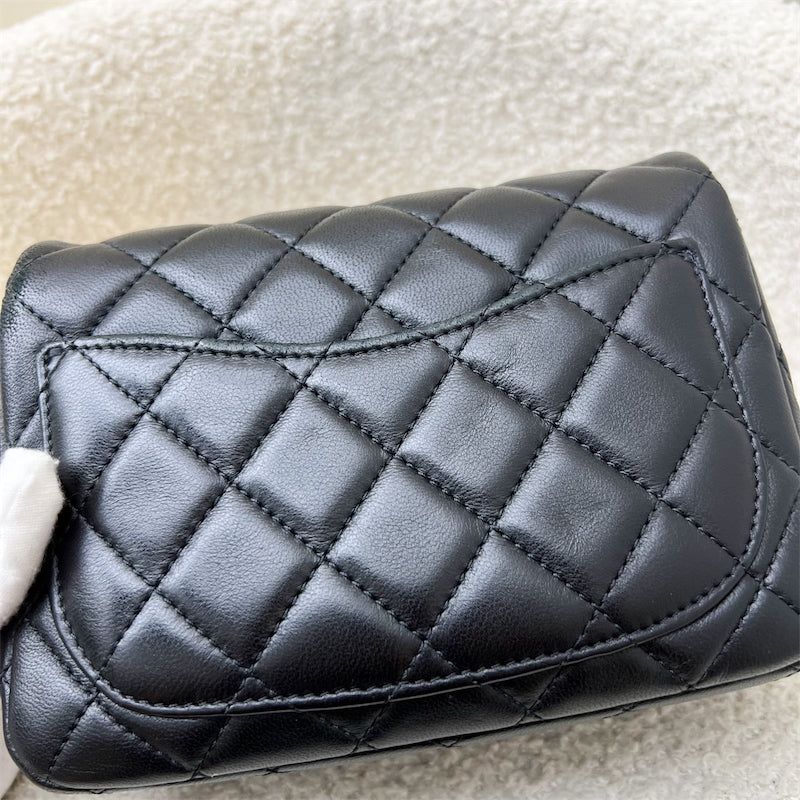 GLM-Pearl Crush Square Mini Flap in Black Lambskin and AGHW (Model: AS1786)