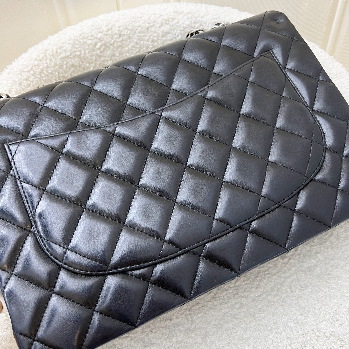 GLM-Jumbo Classic Single Flap SF in Black Lambskin and SHW