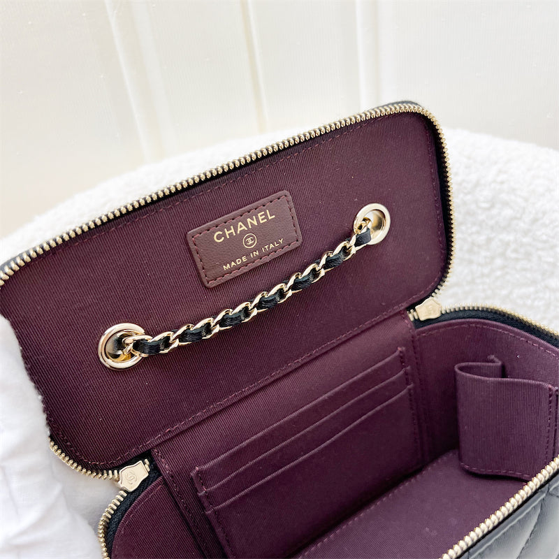 GLM-Small Vanity in Black Lambskin and LGHW (Model: AP1341)