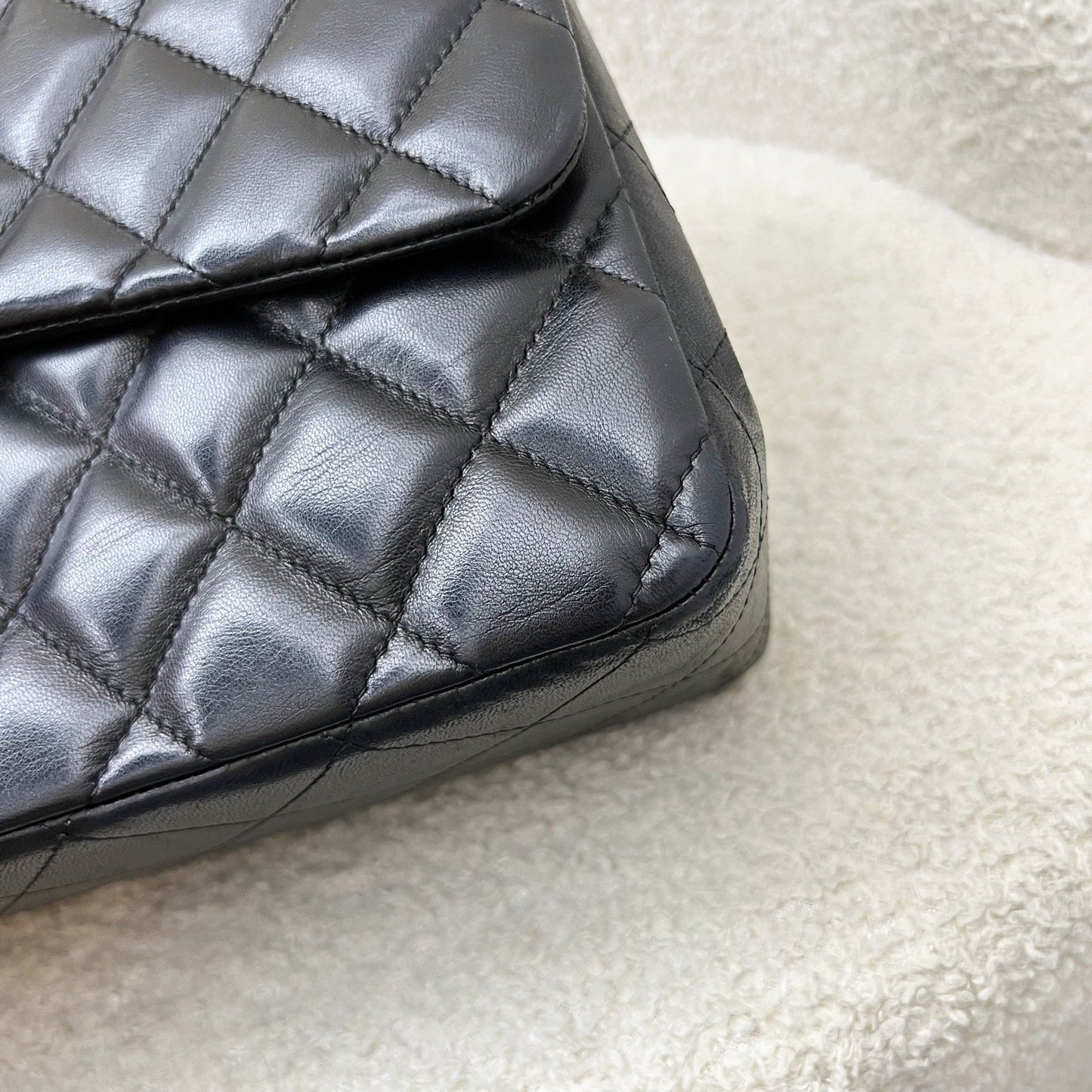 GLM-Jumbo Classic Single Flap SF in Black Lambskin and SHW