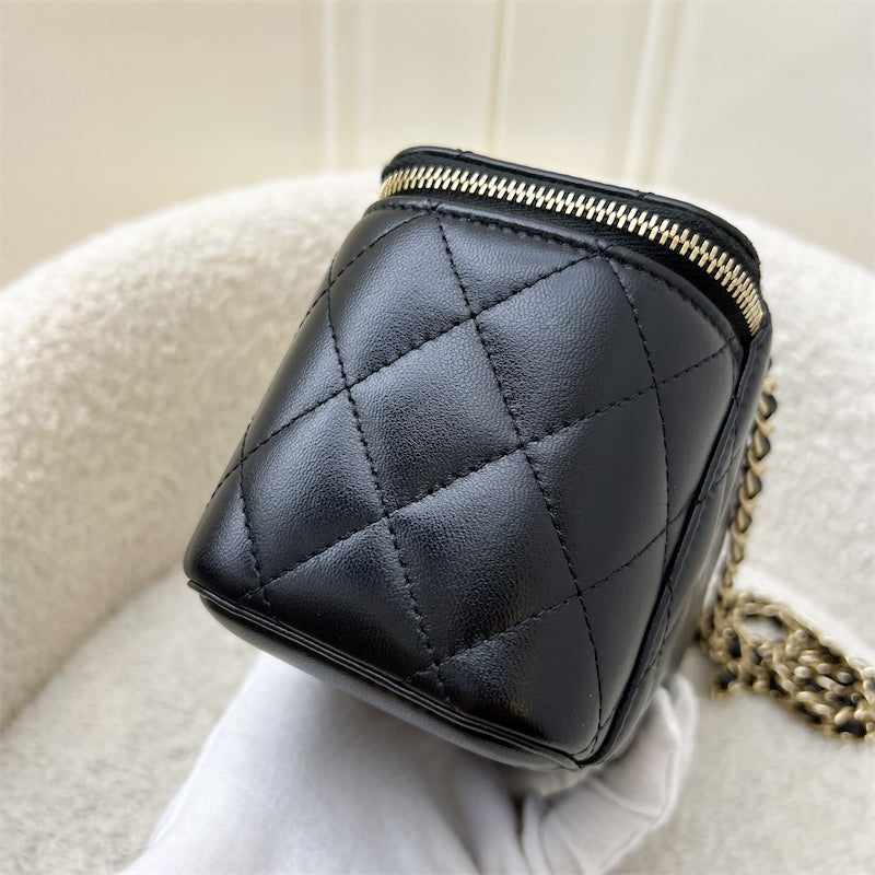 GLM-Small Vanity in Black Lambskin and LGHW (Model: AP1341)