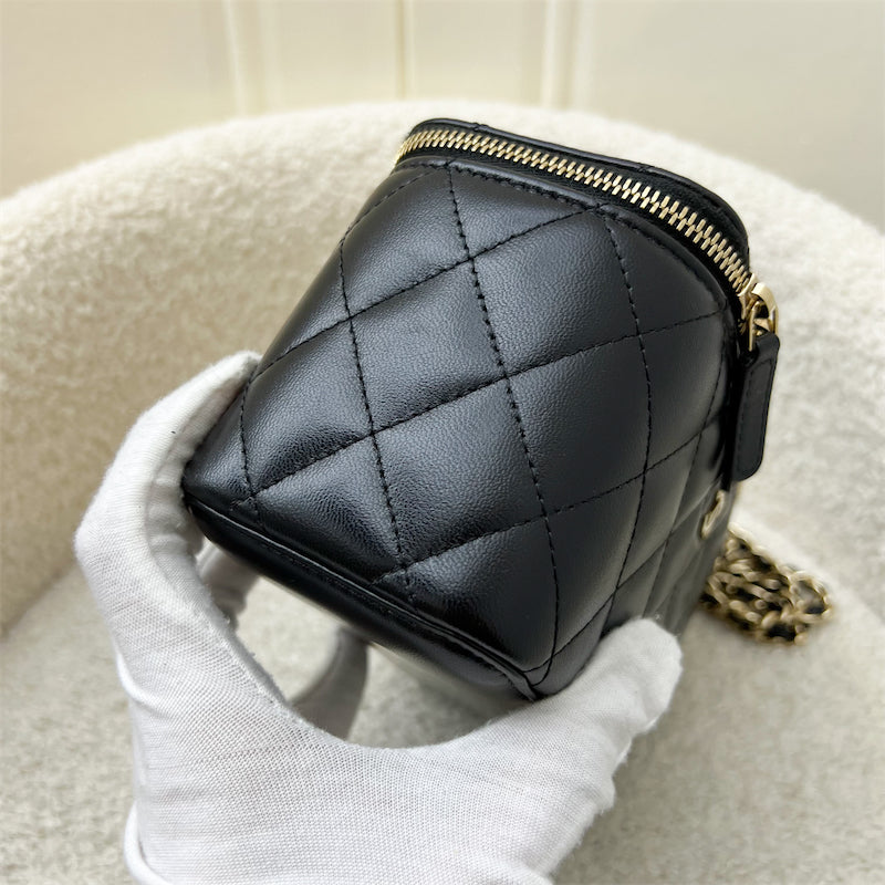 GLM-Small Vanity in Black Lambskin and LGHW (Model: AP1341)