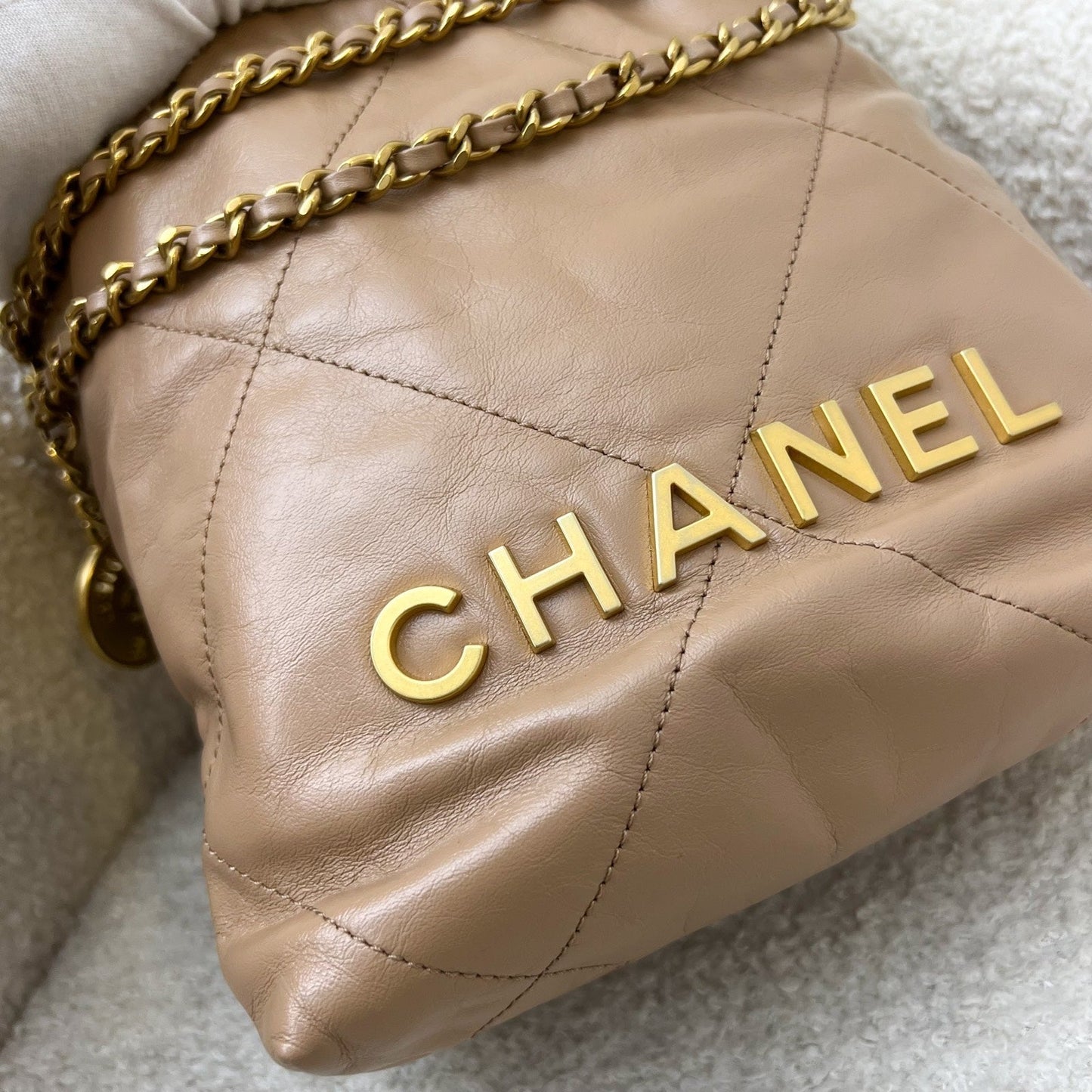 GLM-22 Mini Hobo Handbag in 23B Dark Beige Calfskin and AGHW (Model: AS3980)