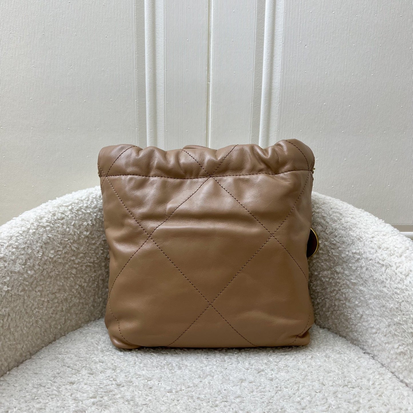 GLM-22 Mini Hobo Handbag in 23B Dark Beige Calfskin and AGHW (Model: AS3980)