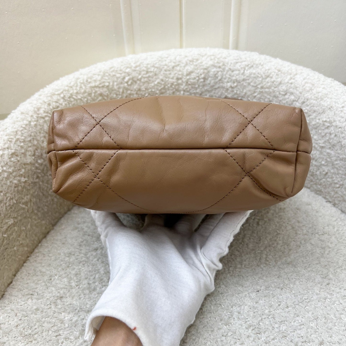 GLM-22 Mini Hobo Handbag in 23B Dark Beige Calfskin and AGHW (Model: AS3980)