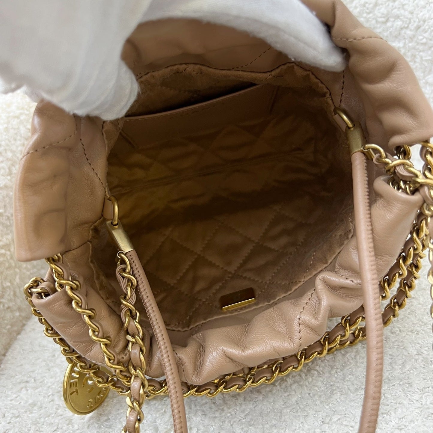 GLM-22 Mini Hobo Handbag in 23B Dark Beige Calfskin and AGHW (Model: AS3980)
