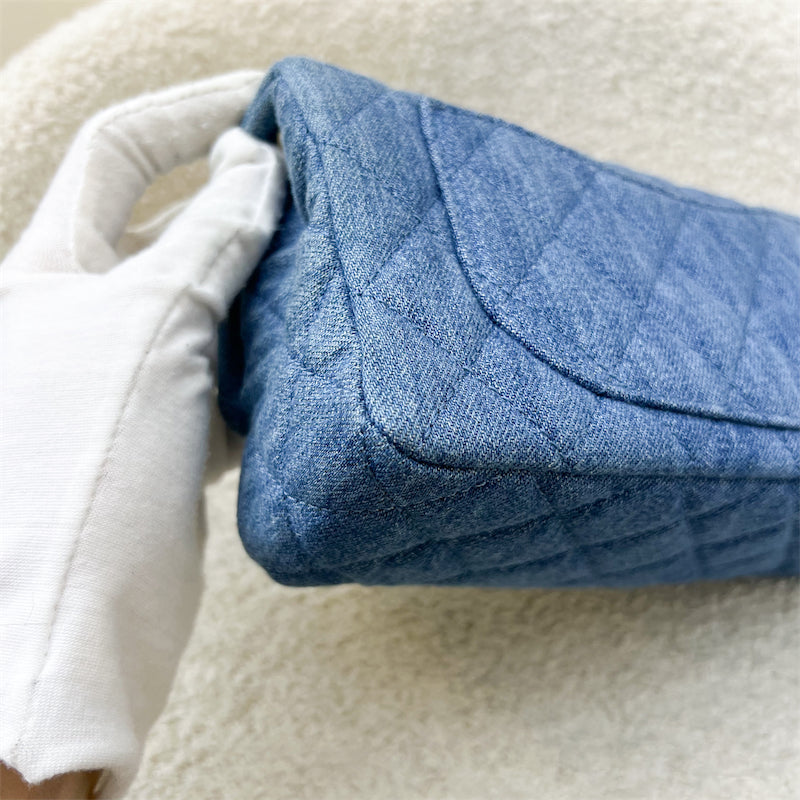 GLM-22C Pearl Crush Rectangle Mini Flap in Denim, Blue Leather and AGHW (Model: AS1787)