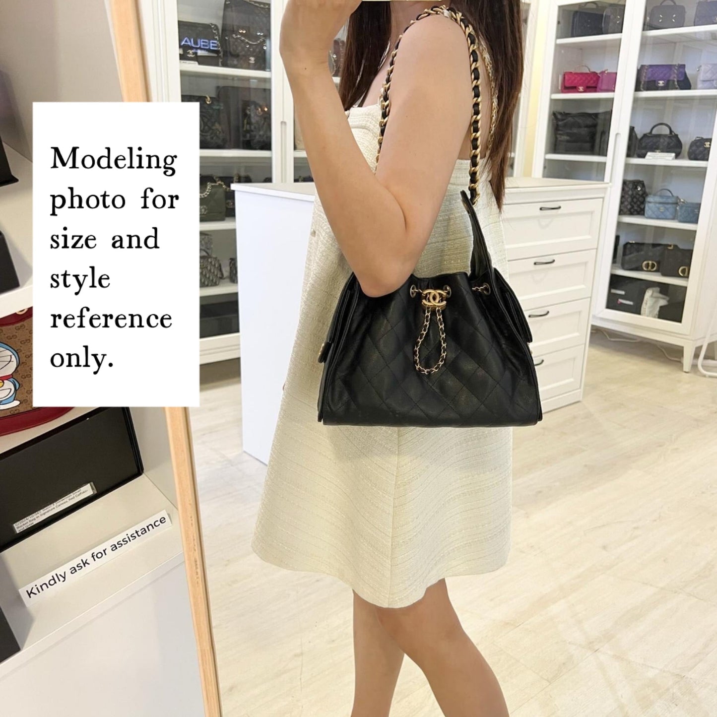 GLM-25 Small Hobo Bag in Black Caviar and AGHW (Model: AS5293)