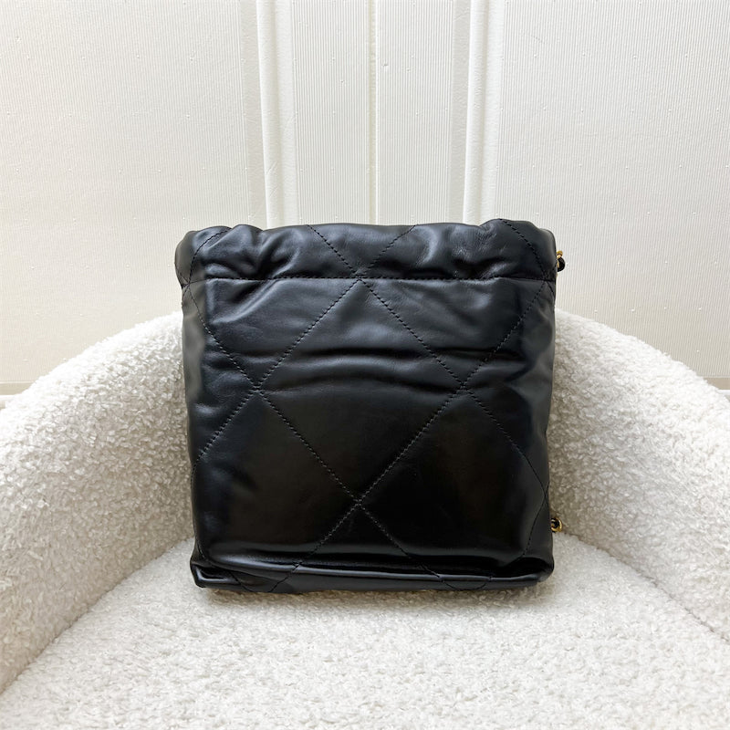 GLM-22 Mini Hobo Handbag in Black Shiny Calfskin and AGHW (Model: AS3980)