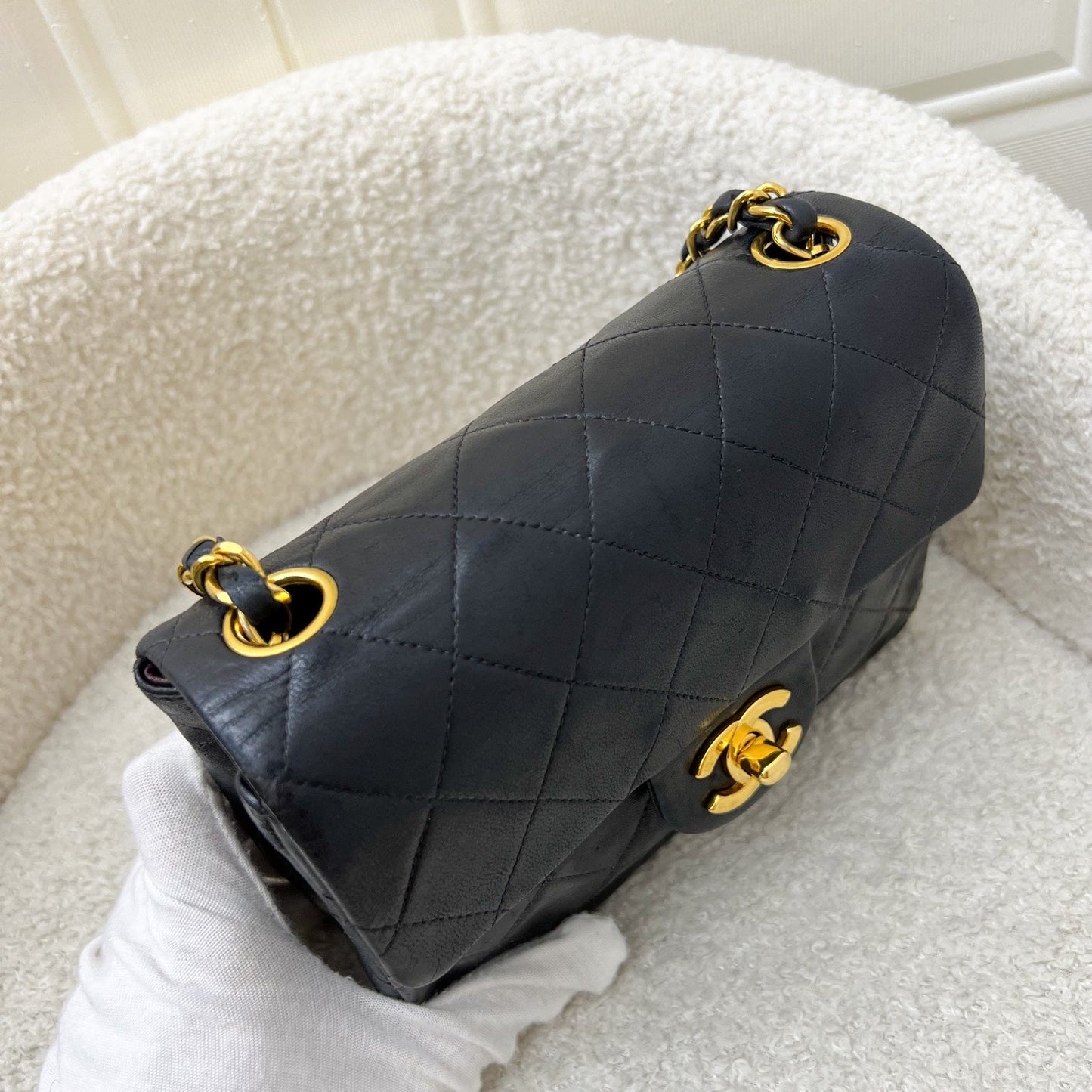 GLM- Square Mini in Black Lambskin and 24K Gold Plated HW
