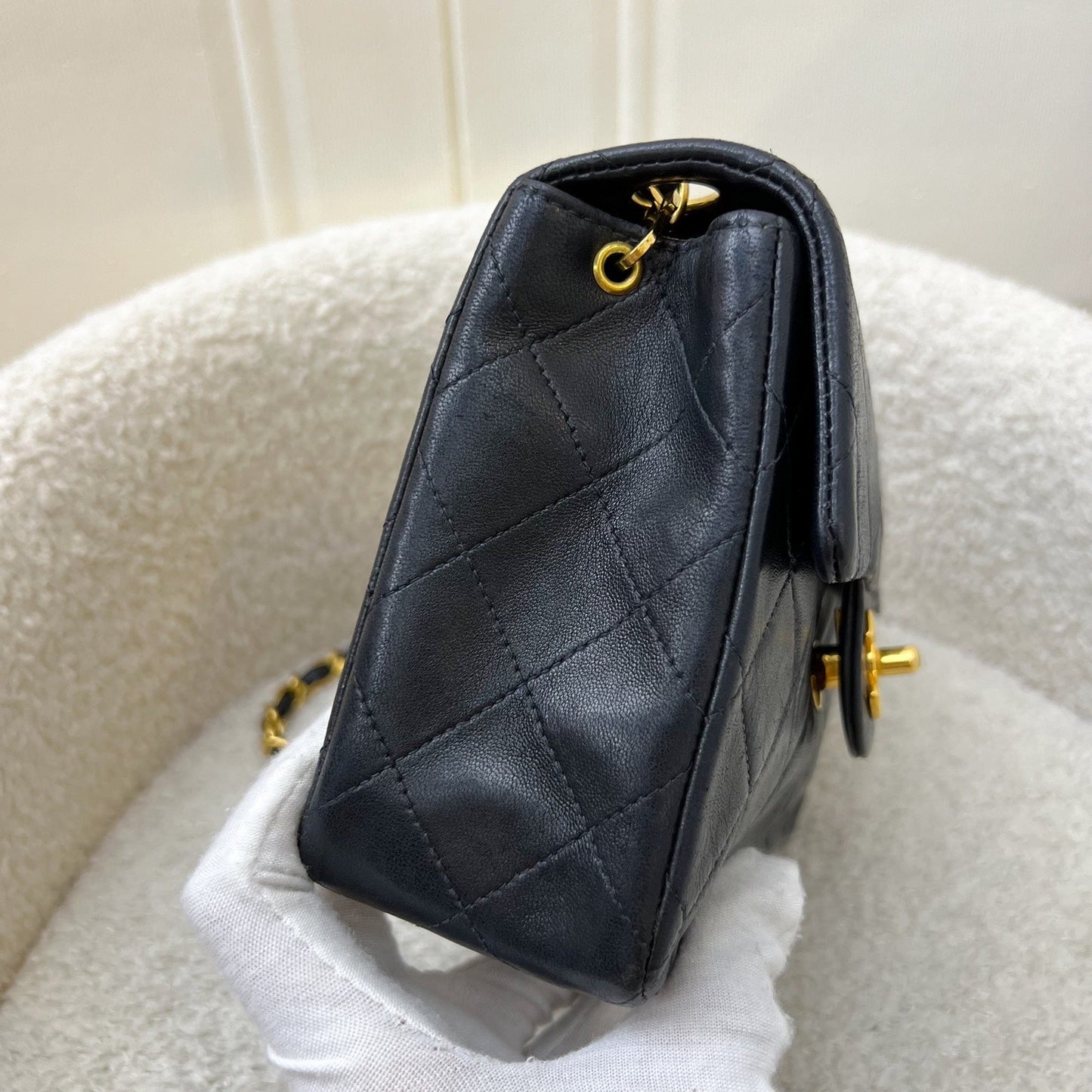 GLM- Square Mini in Black Lambskin and 24K Gold Plated HW