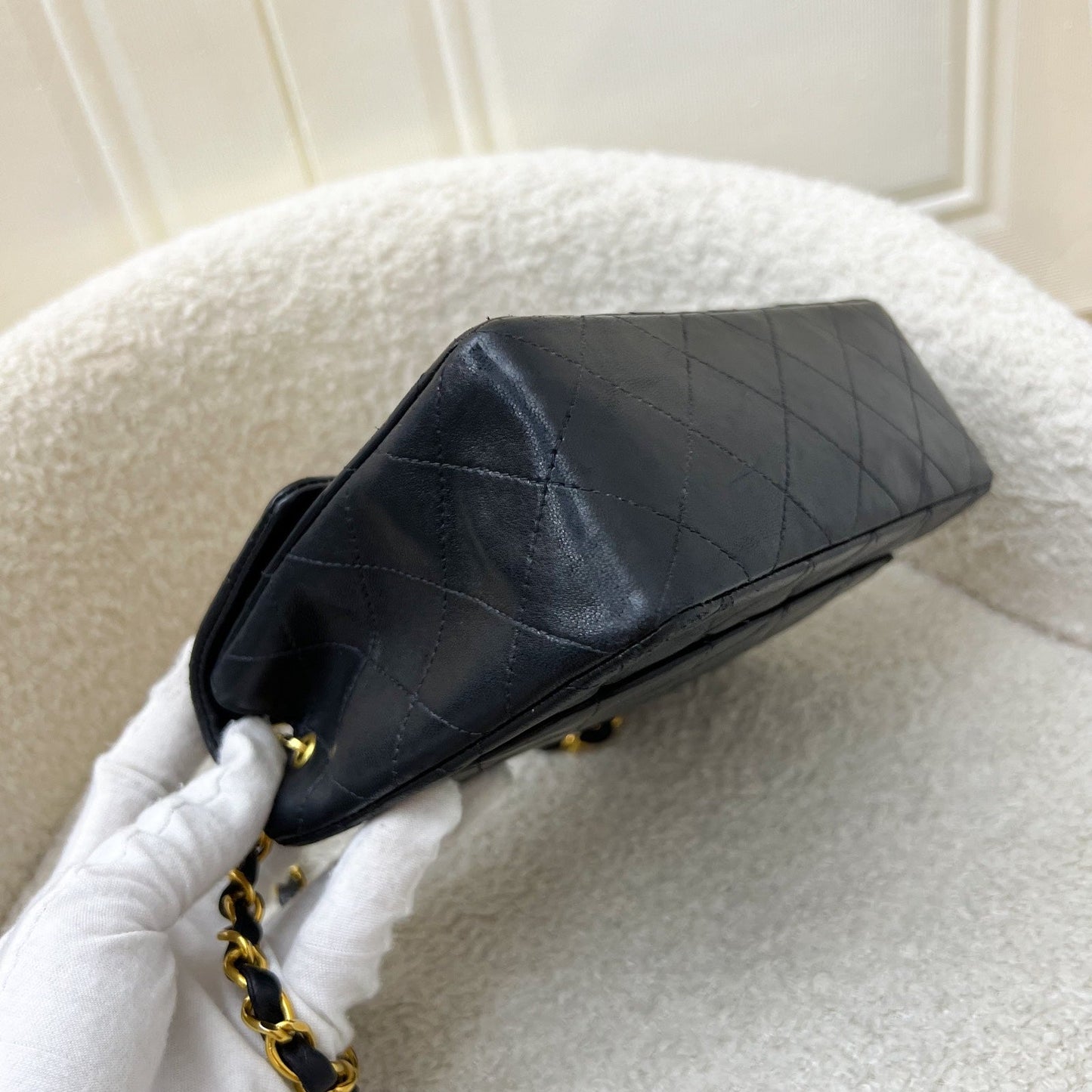 GLM- Square Mini in Black Lambskin and 24K Gold Plated HW