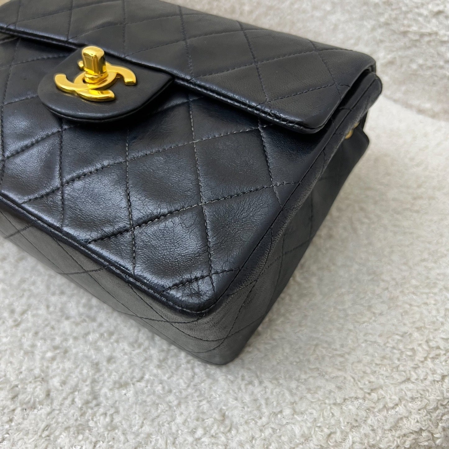 GLM- Square Mini in Black Lambskin and 24K Gold Plated HW