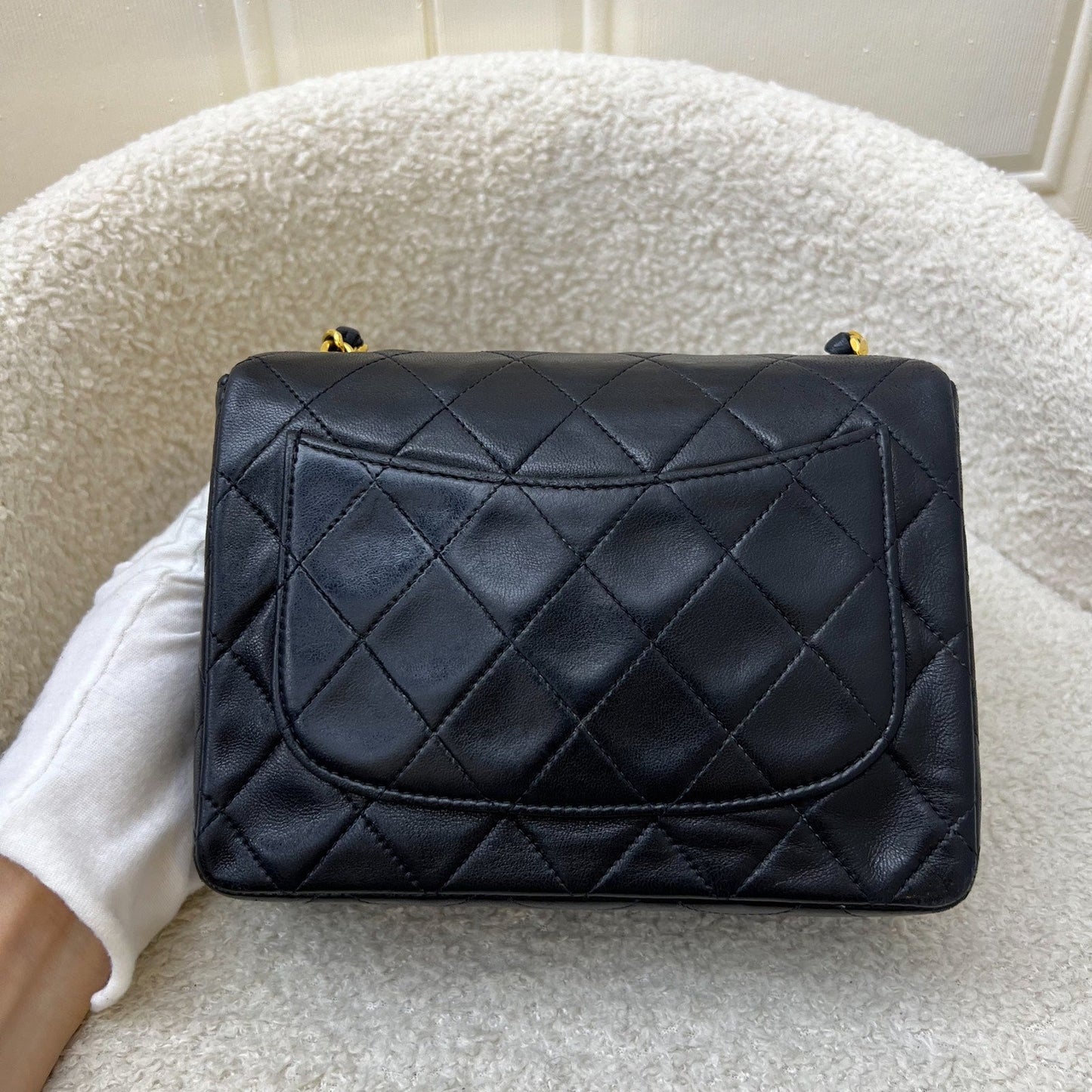GLM- Square Mini in Black Lambskin and 24K Gold Plated HW