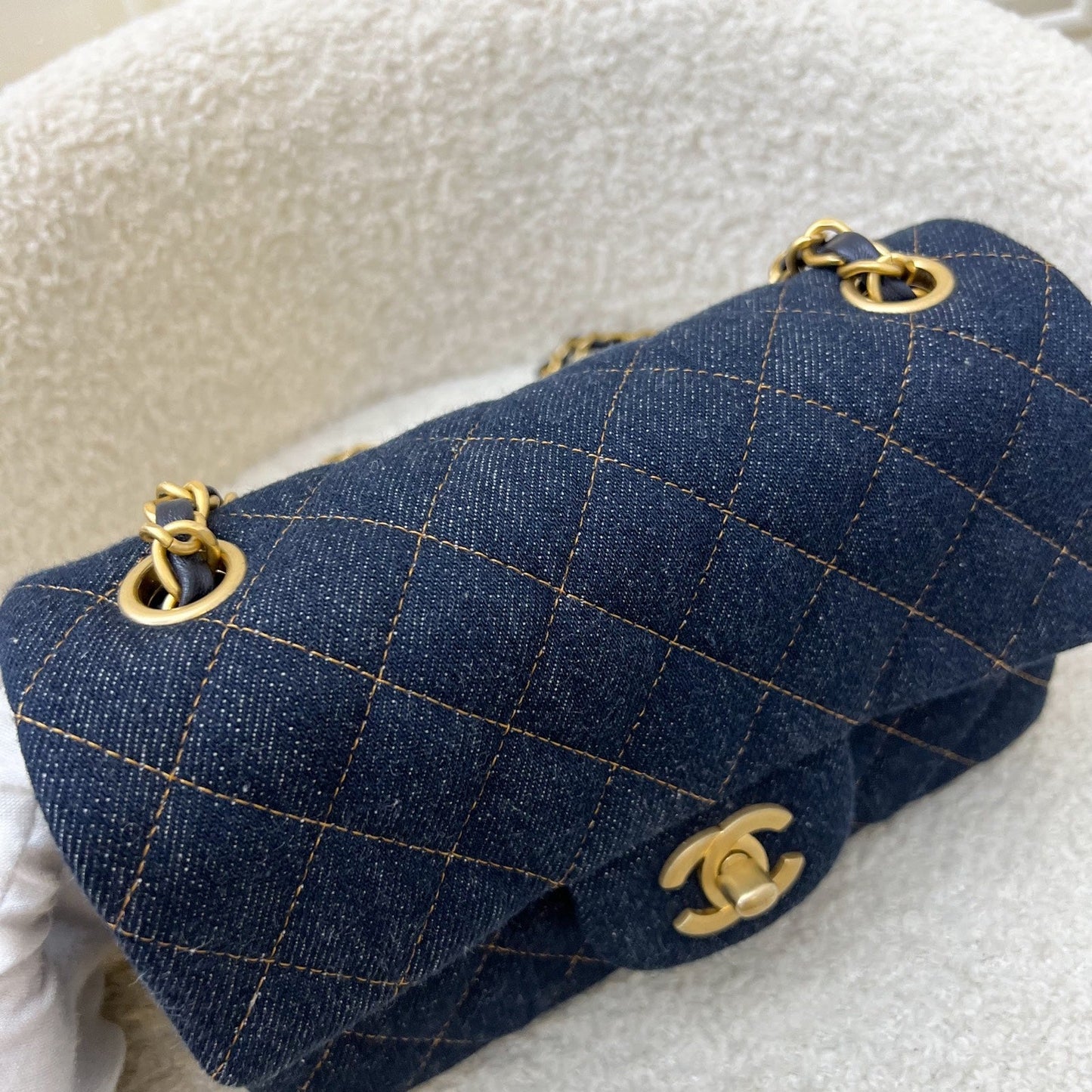 GLM-Mini Rectangle Classic Flap in 25C Dark Blue Denim and AGHW (Model: A69900)