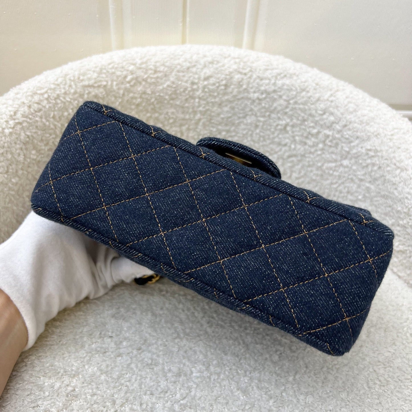 GLM-Mini Rectangle Classic Flap in 25C Dark Blue Denim and AGHW (Model: A69900)