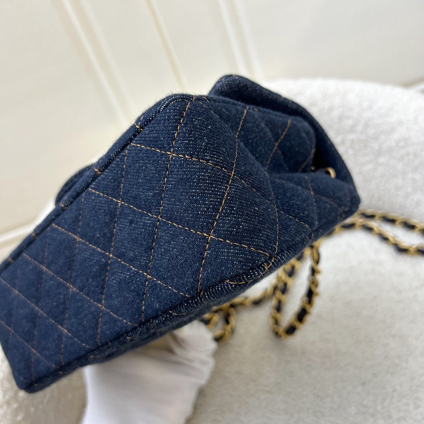 GLM-Mini Rectangle Classic Flap in 25C Dark Blue Denim and AGHW (Model: A69900)