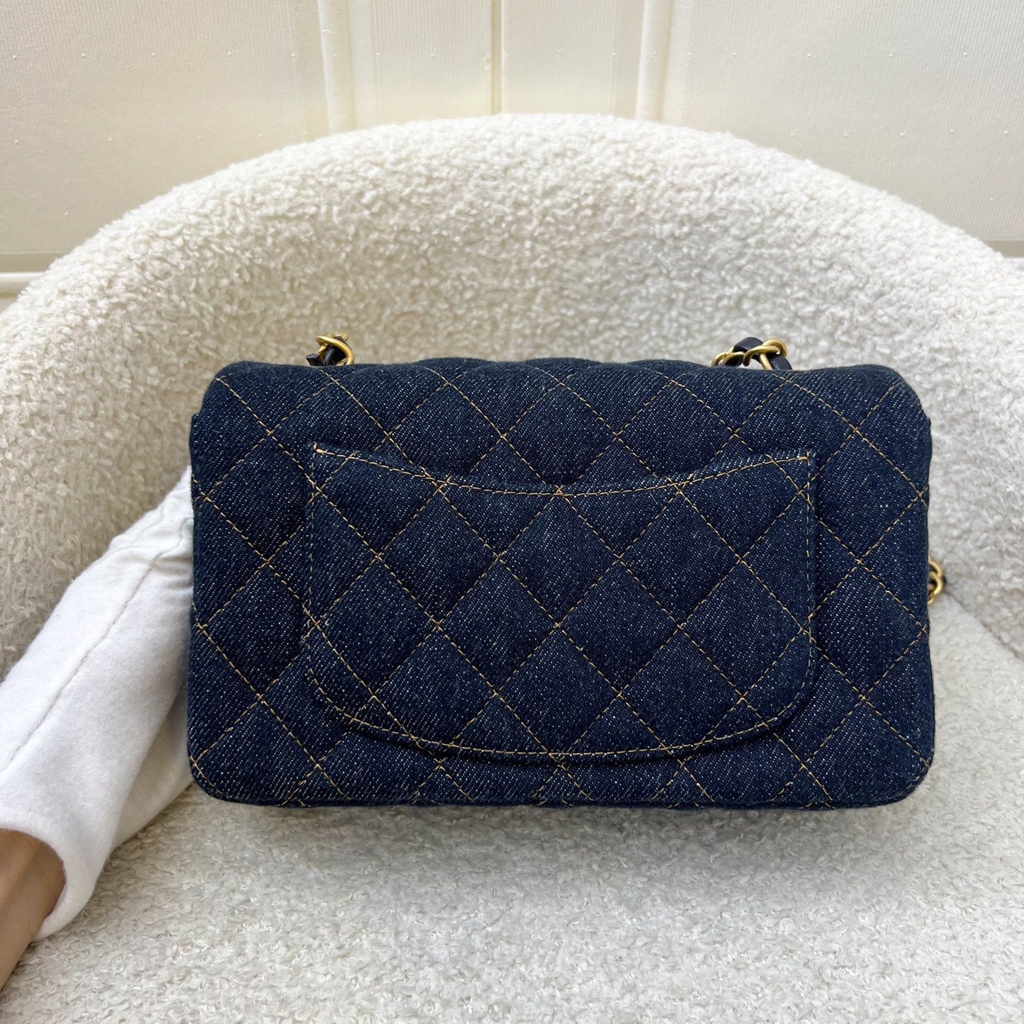 GLM-Mini Rectangle Classic Flap in 25C Dark Blue Denim and AGHW (Model: A69900)