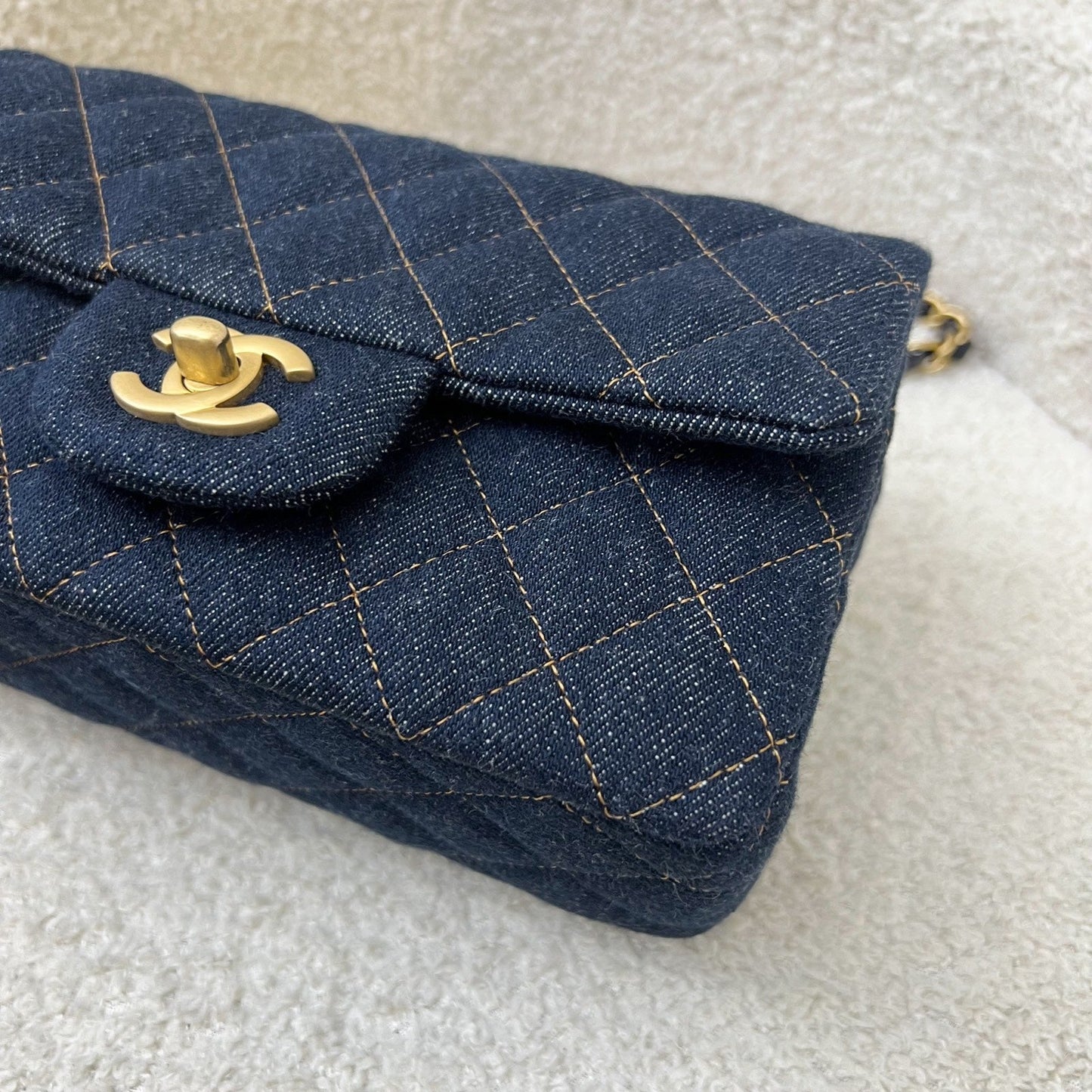 GLM-Mini Rectangle Classic Flap in 25C Dark Blue Denim and AGHW (Model: A69900)