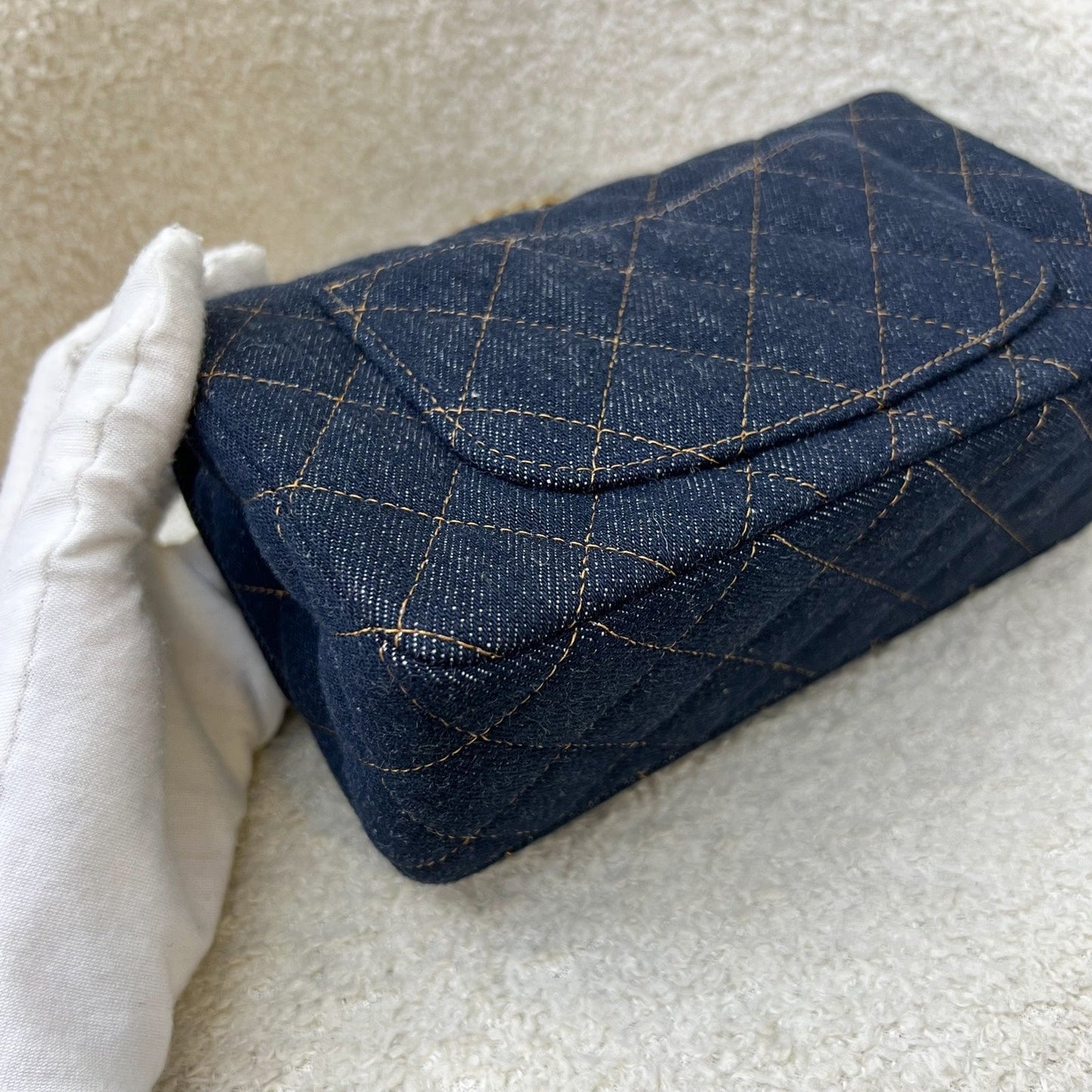 GLM-Mini Rectangle Classic Flap in 25C Dark Blue Denim and AGHW (Model: A69900)