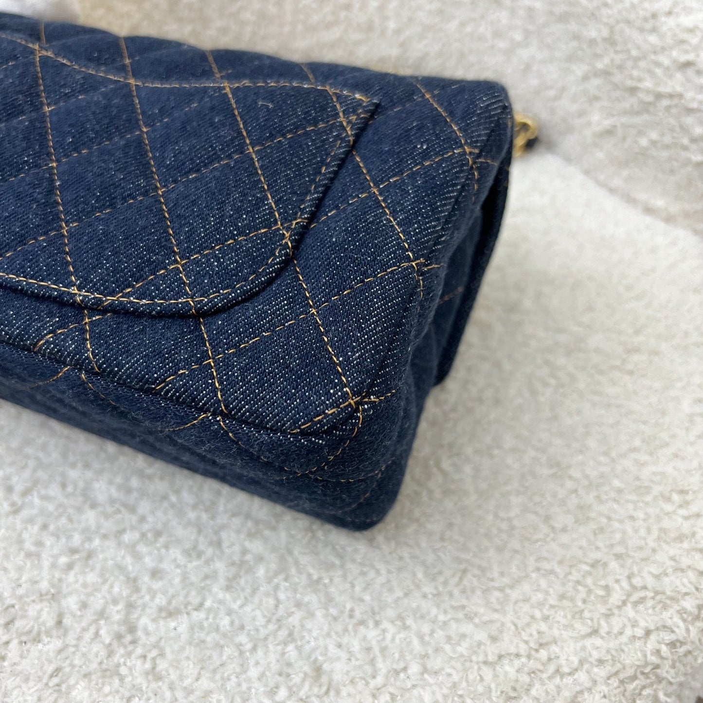 GLM-Mini Rectangle Classic Flap in 25C Dark Blue Denim and AGHW (Model: A69900)