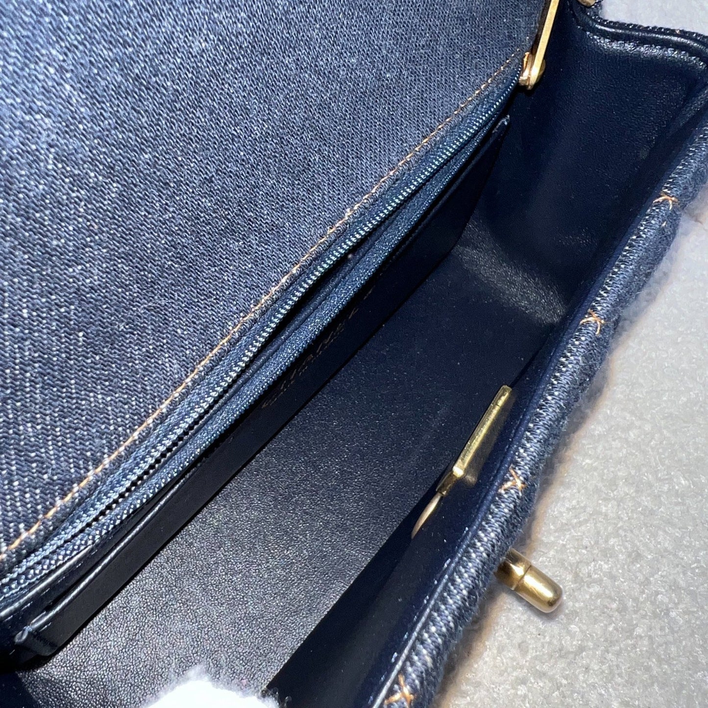 GLM-Mini Rectangle Classic Flap in 25C Dark Blue Denim and AGHW (Model: A69900)