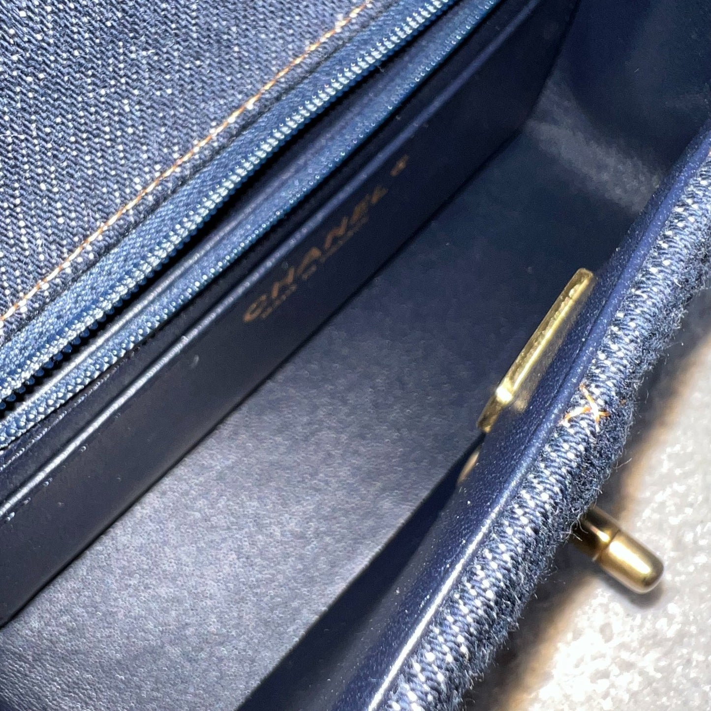 GLM-Mini Rectangle Classic Flap in 25C Dark Blue Denim and AGHW (Model: A69900)