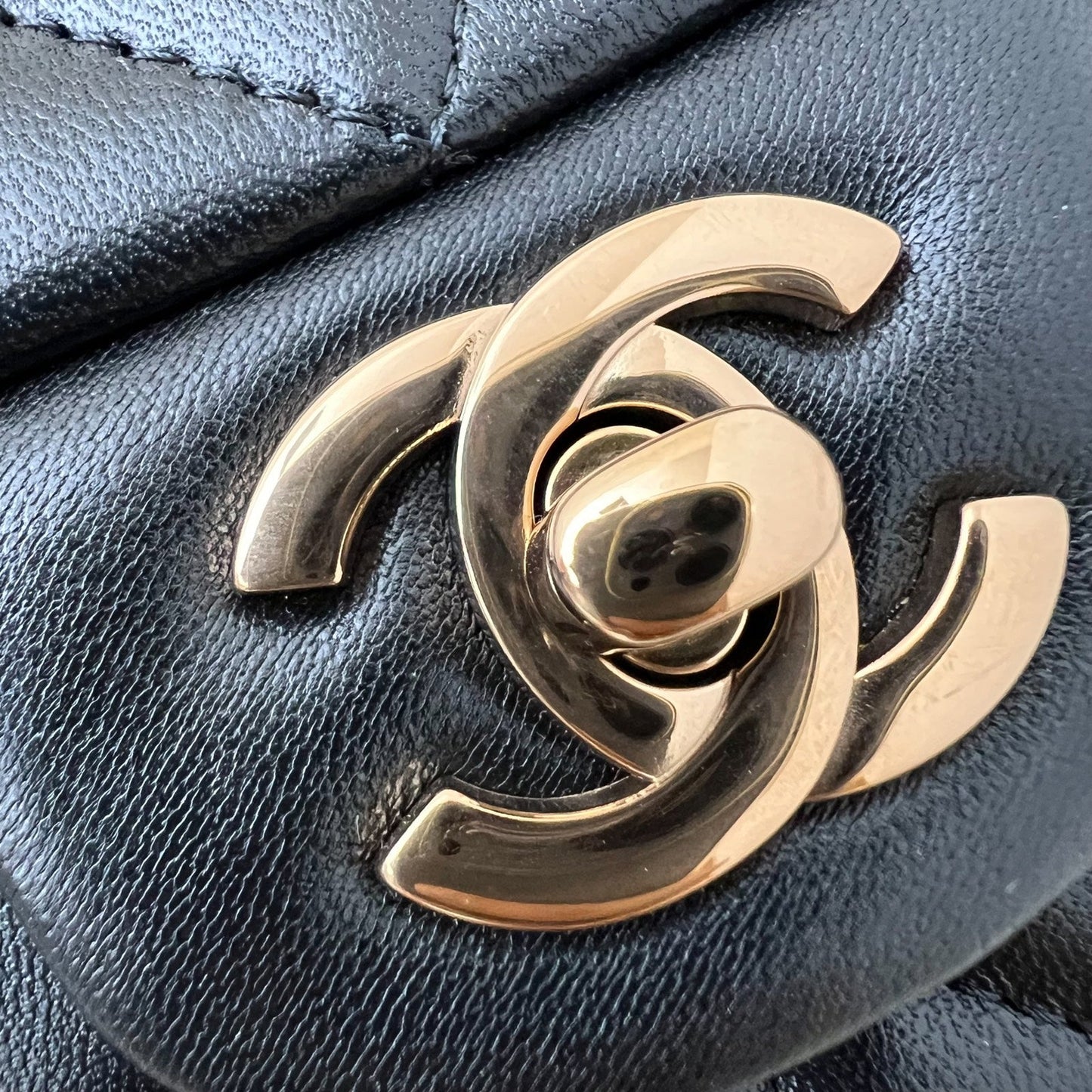 GLM-Mini Rectangle Classic Flap in Black Lambskin and Rose Gold HW