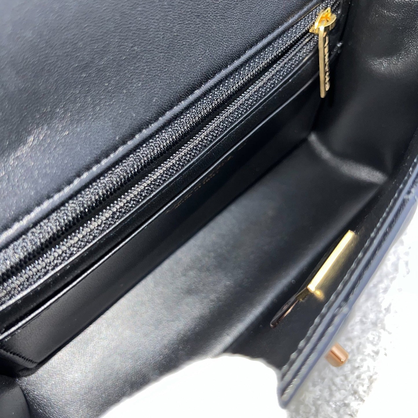 GLM-Mini Rectangle Classic Flap in Black Lambskin and Rose Gold HW