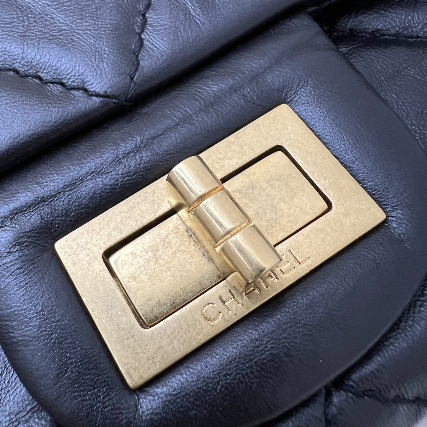 GLM-2.55 Reissue 227 Maxi Flap in Black Aged Calfskin and AGHW