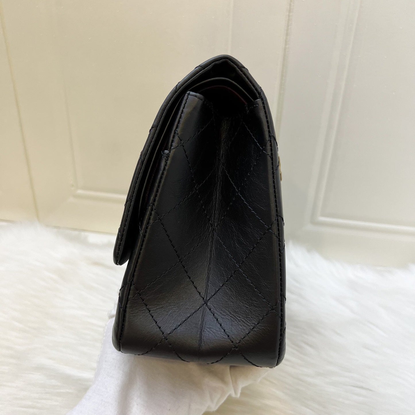 GLM-2.55 Reissue 227 Maxi Flap in Black Aged Calfskin and AGHW