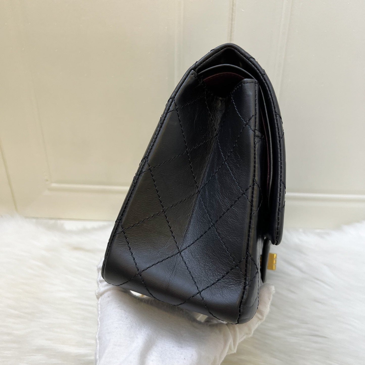 GLM-2.55 Reissue 227 Maxi Flap in Black Aged Calfskin and AGHW