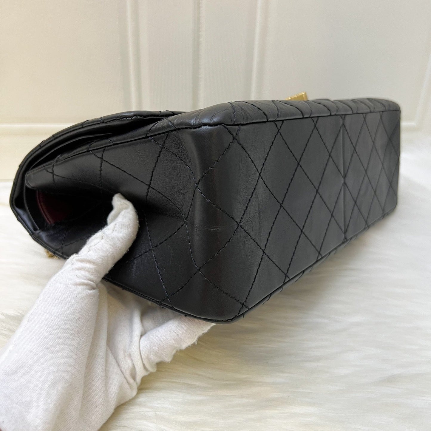 GLM-2.55 Reissue 227 Maxi Flap in Black Aged Calfskin and AGHW