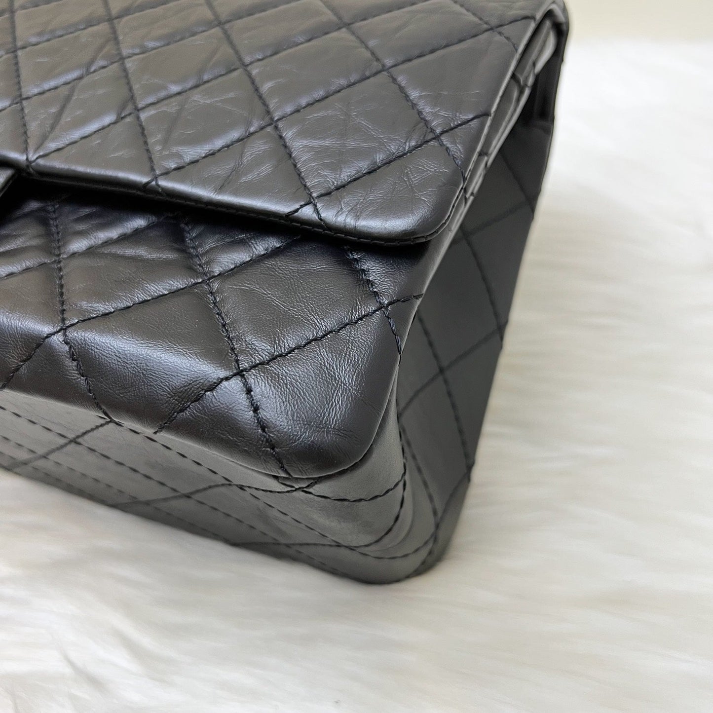 GLM-2.55 Reissue 227 Maxi Flap in Black Aged Calfskin and AGHW
