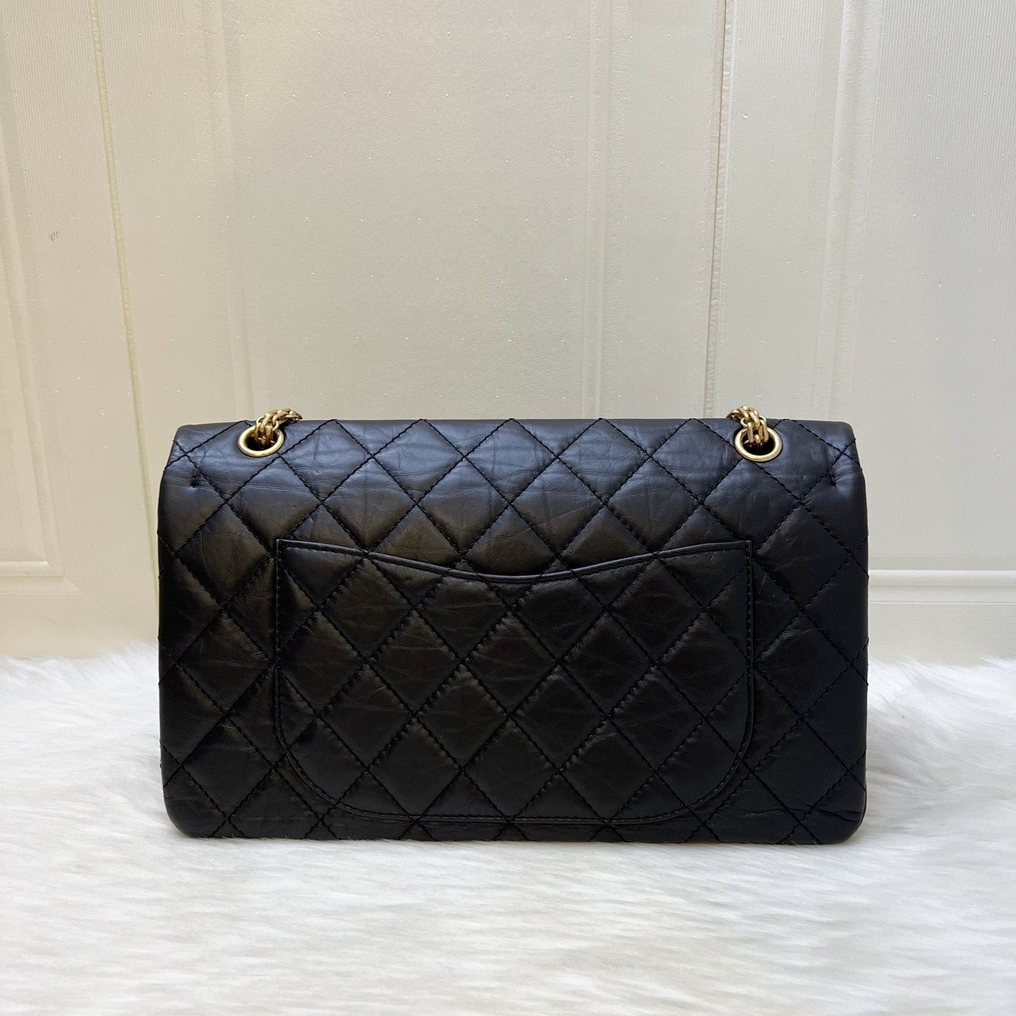 GLM-2.55 Reissue 227 Maxi Flap in Black Aged Calfskin and AGHW