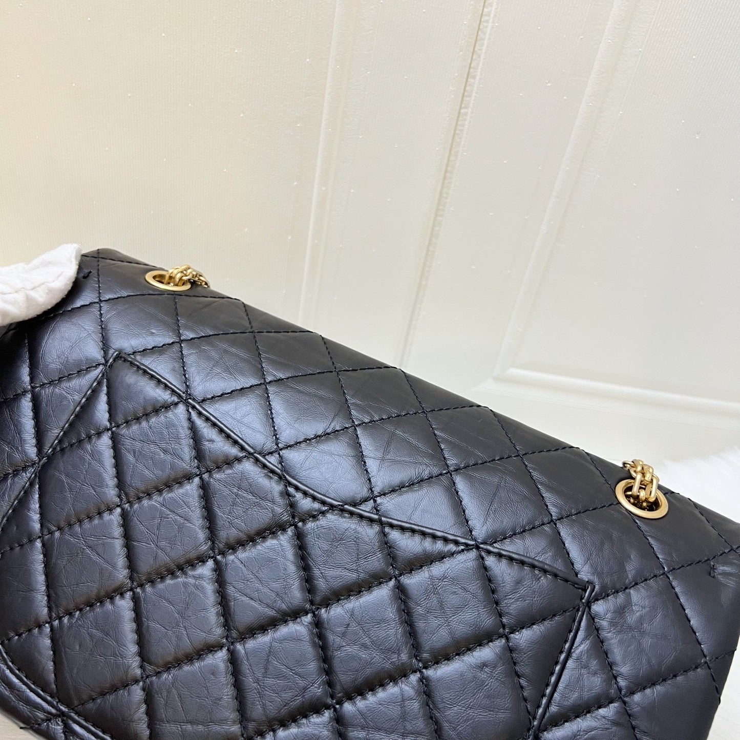 GLM-2.55 Reissue 227 Maxi Flap in Black Aged Calfskin and AGHW