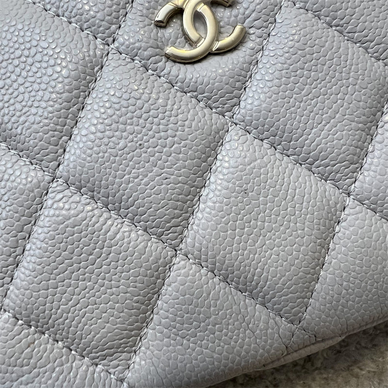 GLM-25C Quilted Hobo Clutch on Chain in Light Grey Caviar and LGHW