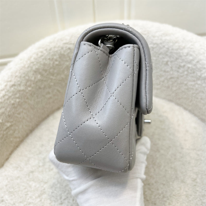 GLM-Mini Rectangle Flap in Grey Lambskin SHW