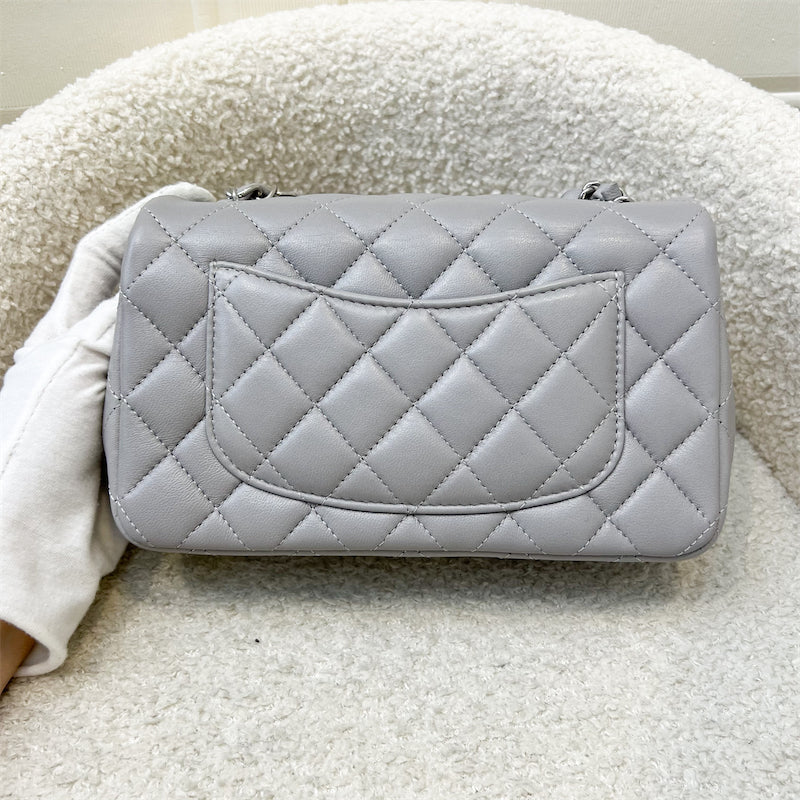 GLM-Mini Rectangle Flap in Grey Lambskin SHW