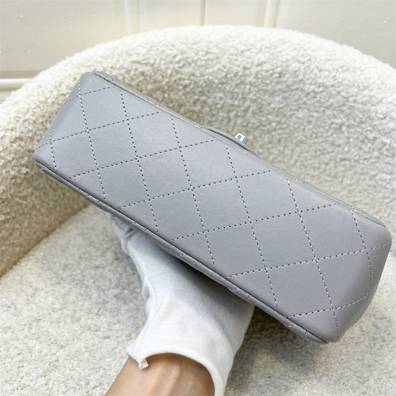 GLM-Mini Rectangle Flap in Grey Lambskin SHW