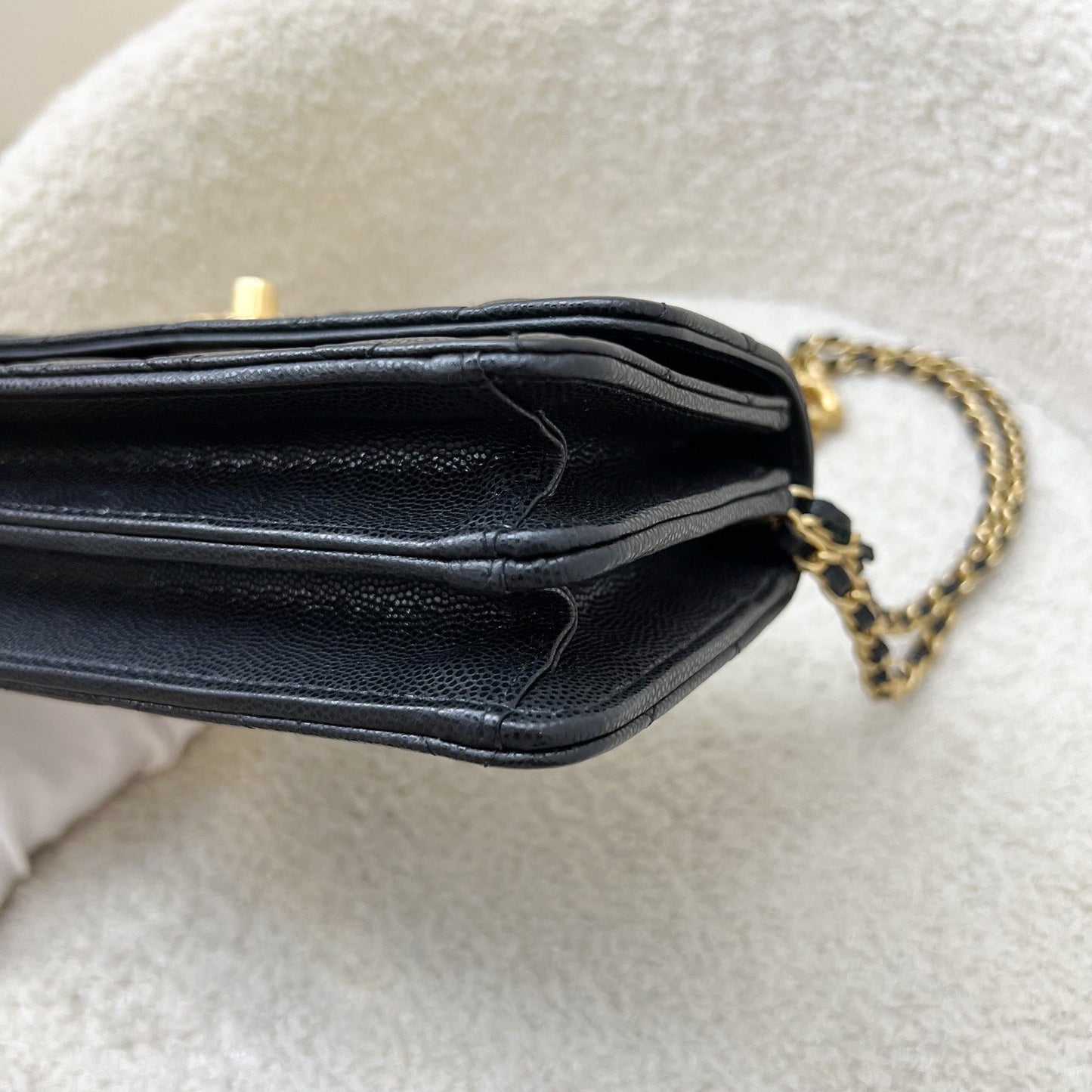 GLM-23A Seasonal Wallet on Chain WOC / Phone Holder in Black Caviar and AGHW