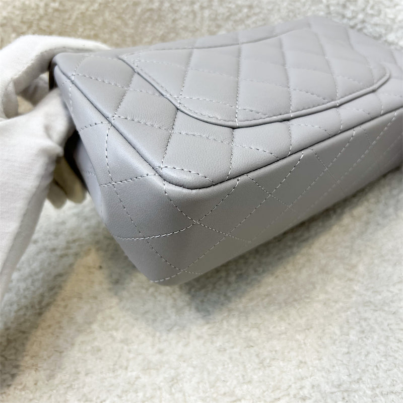 GLM-Mini Rectangle Flap in Grey Lambskin SHW
